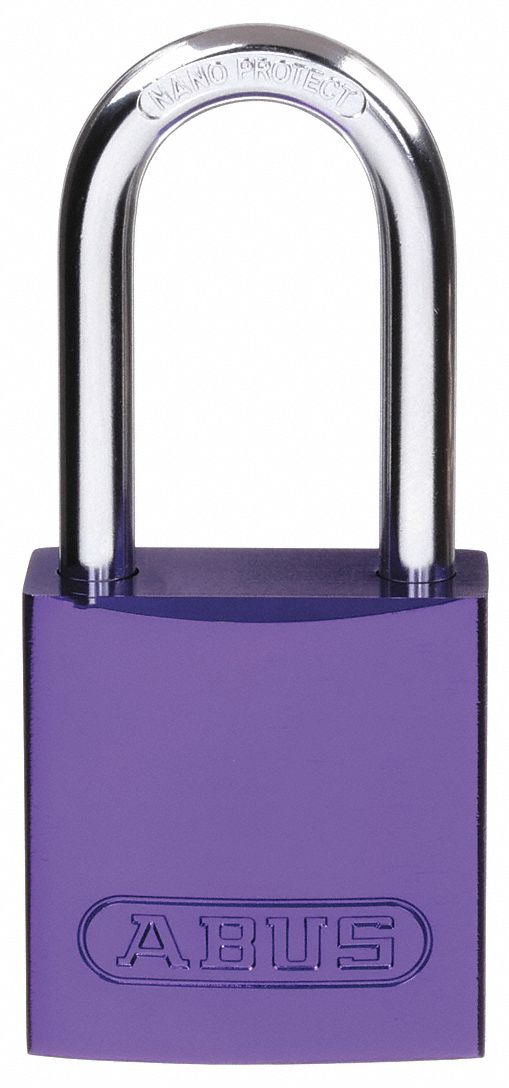 LOCKOUT PADLOCK, KEYED DIFFERENT, ALUMINUM, COMPACT BODY, HARDENED STEEL, STD, PURPLE