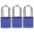 LOCKOUT PADLOCK, KEYED ALIKE, ALUMINUM, STANDARD BODY, HARDENED STEEL, BLUE, OSHA, 3 PK