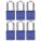 LOCKOUT PADLOCK, KEYED ALIKE, ALUMINUM, STANDARD BODY, HARDENED STEEL, BLUE, OSHA, 6 PK