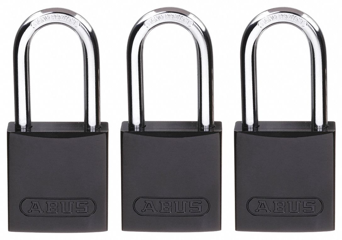Lockout Padlock, KA, Black, 1-1/2"H, PK3