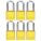 LOCKOUT PADLOCK, KEYED ALIKE, ALUMINUM, STANDARD BODY, HARDENED STEEL, YELLOW, OSHA, 6 PK