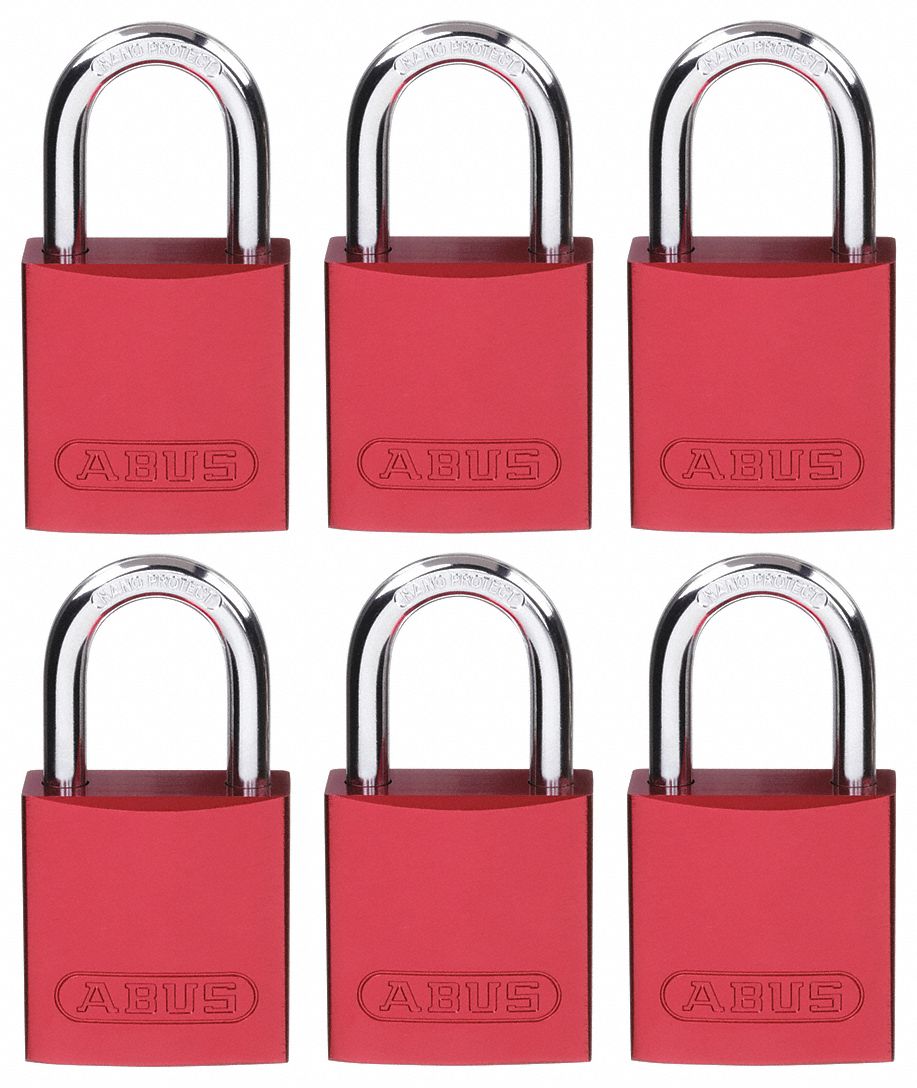 ABUS, Keyed Alike, Aluminum, Lockout Padlock 5UKX872 /40 KAx6 Red