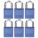 LOCKOUT PADLOCK, KEYED ALIKE, ALUMINUM, STANDARD BODY, HARDENED STEEL, BLUE, OSHA, 6 PK