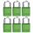 LOCKOUT PADLOCK, KEYED ALIKE, ALUMINUM, STANDARD BODY, HARDENED STEEL, GREEN, OSHA, 6 PK