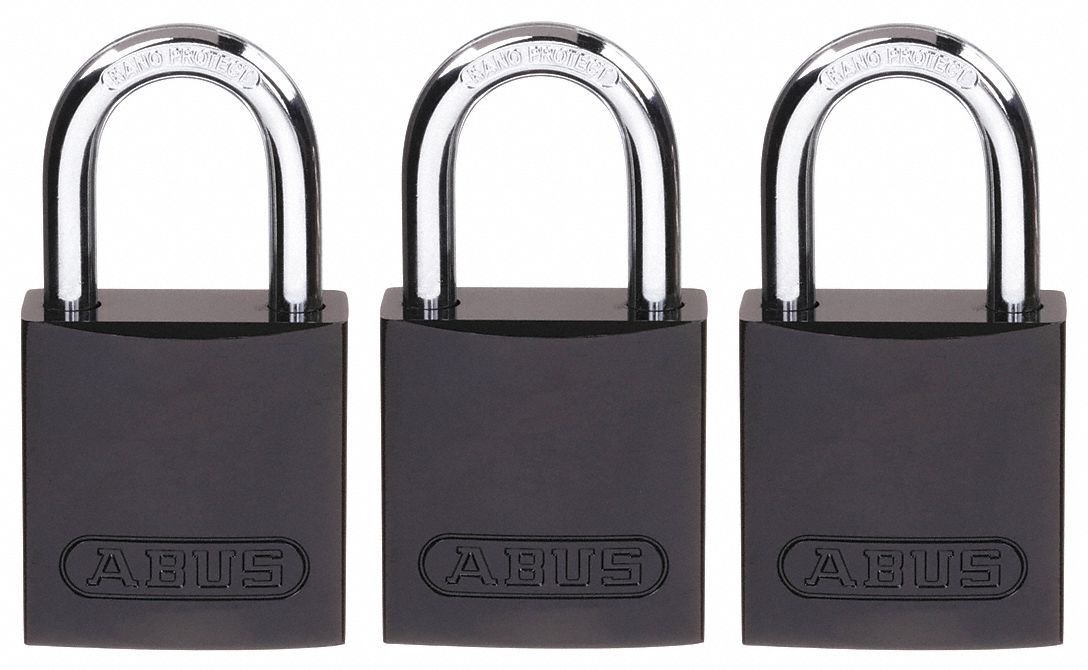 Lockout Padlock, KA, Black, 1-1/2"H, PK3