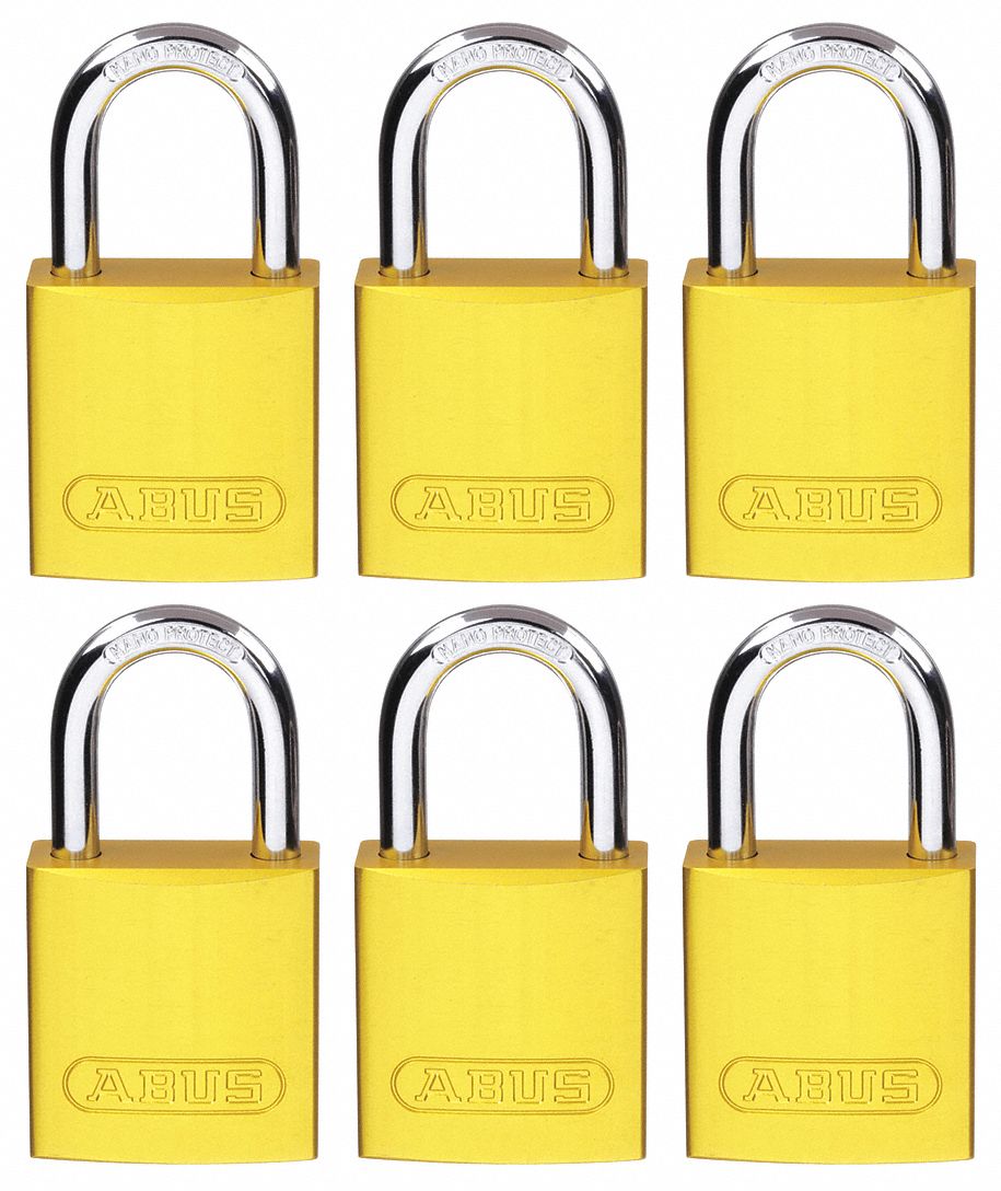 ABUS, Keyed Alike, Aluminum, Lockout Padlock 5UKY672 /40 KAx6 Yellow