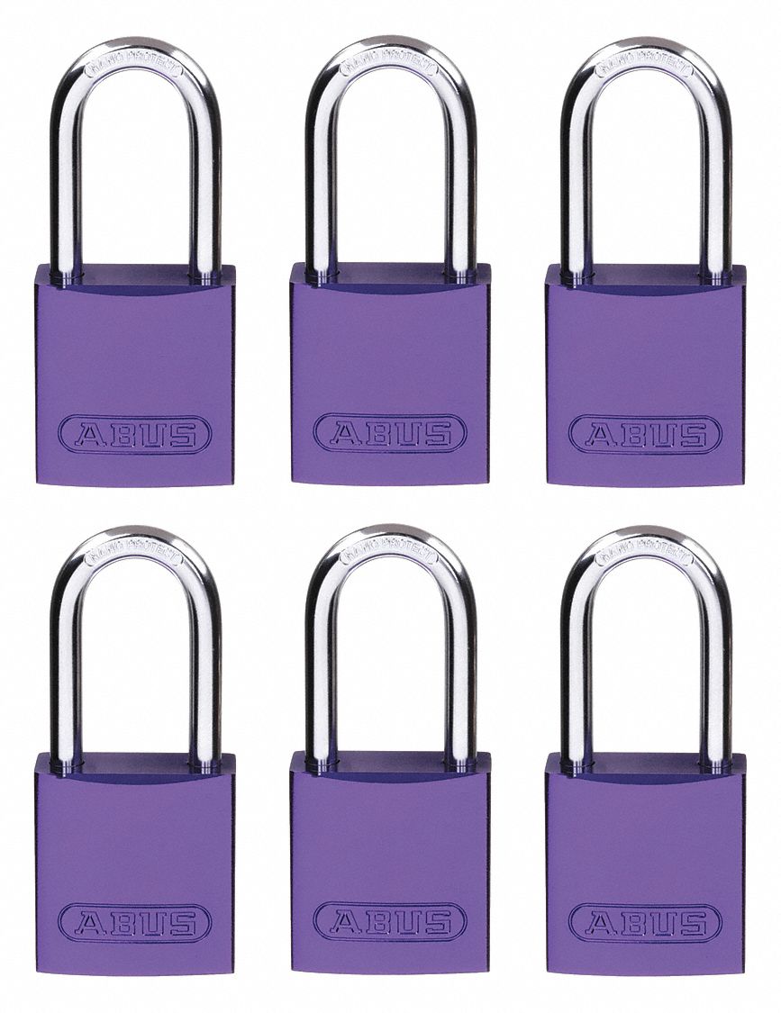 Lockout Padlock, KA, Purple, 1-1/2"H, PK6