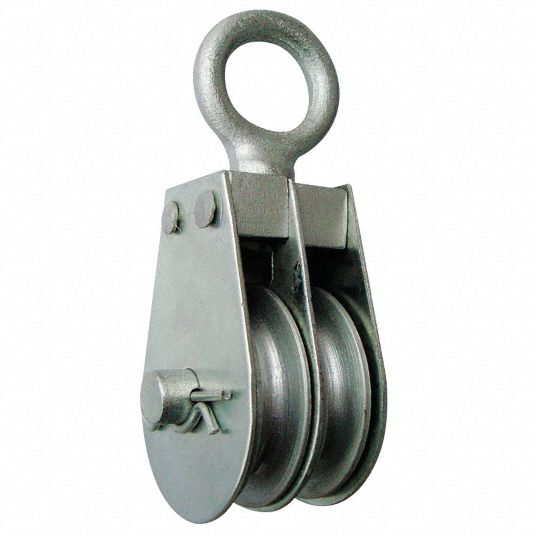 Double Pulley Block, Swivel Eye, Designed For Wire Rope, 5/16 in Max. Cable  Size - Grainger