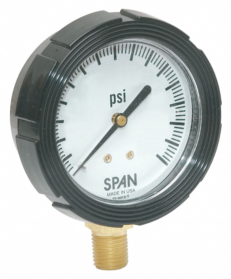 0-30 PSI New Span Instruments LFS312-30-PSI-G 4 Inch Diameter Pressure Gauge 