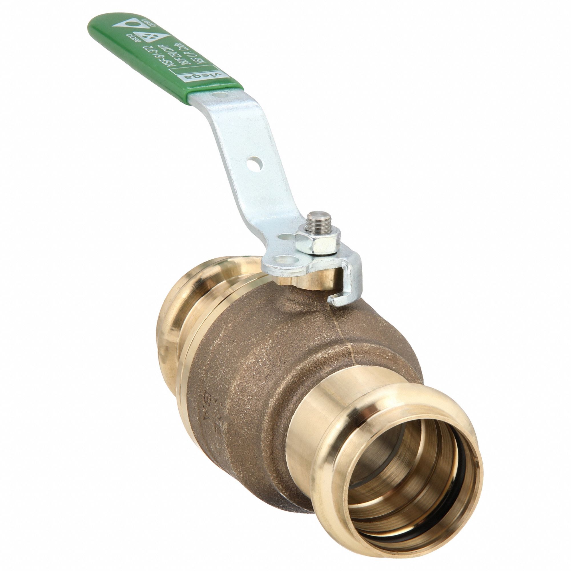 Manual Two-Way Ball Valve: 1 1/2 in Size, Bronze, Straight, Press x Press, Two-Piece