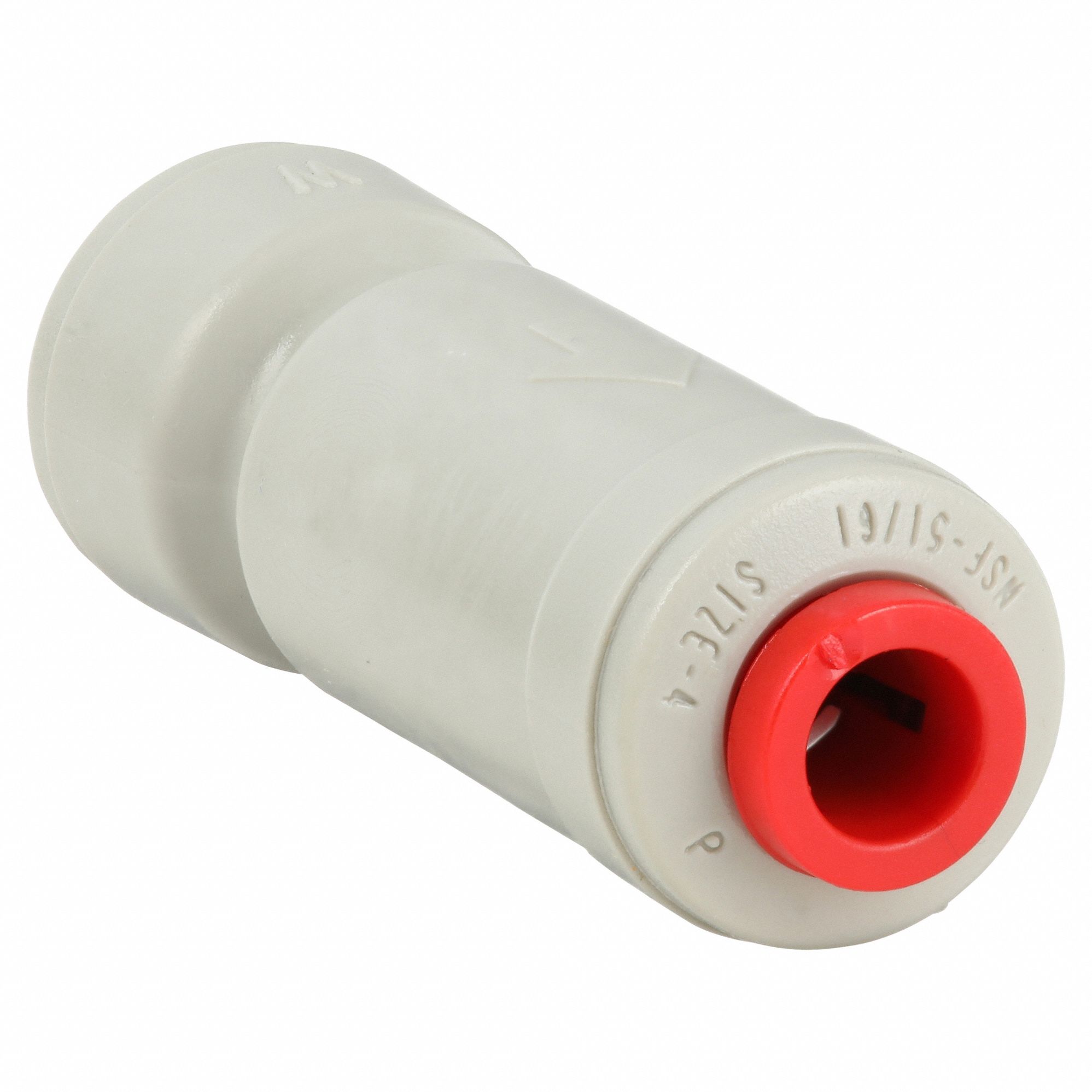 CHECK VALVE, BALL, INLINE VALVE BODY, ¼ IN PIPE, ACETAL, PUSH X PUSH, 34 °  F TO 150 °  F