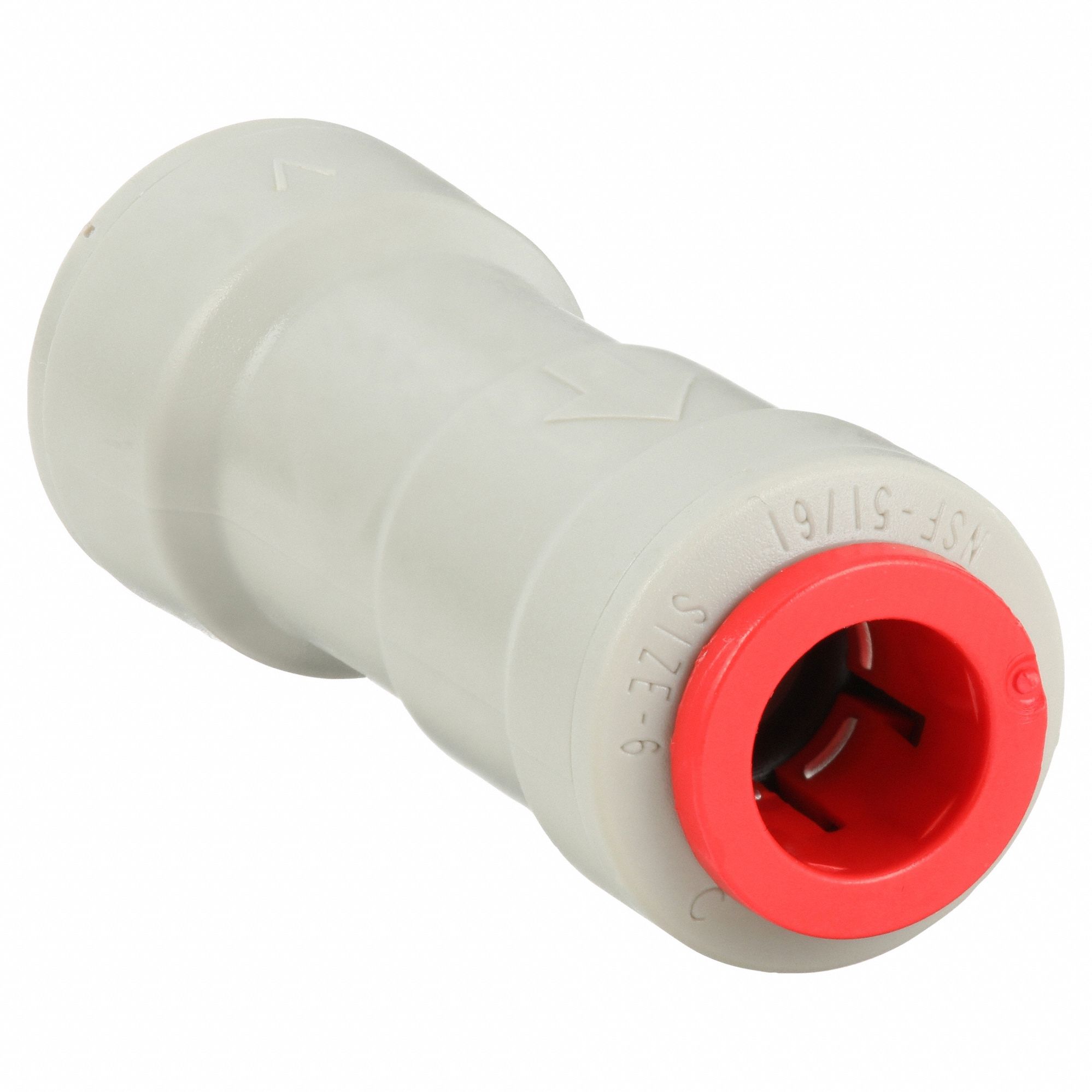 CHECK VALVE, BALL, INLINE VALVE BODY, ⅜ IN PIPE, ACETAL, PUSH X PUSH, 34 °  F TO 150 °  F