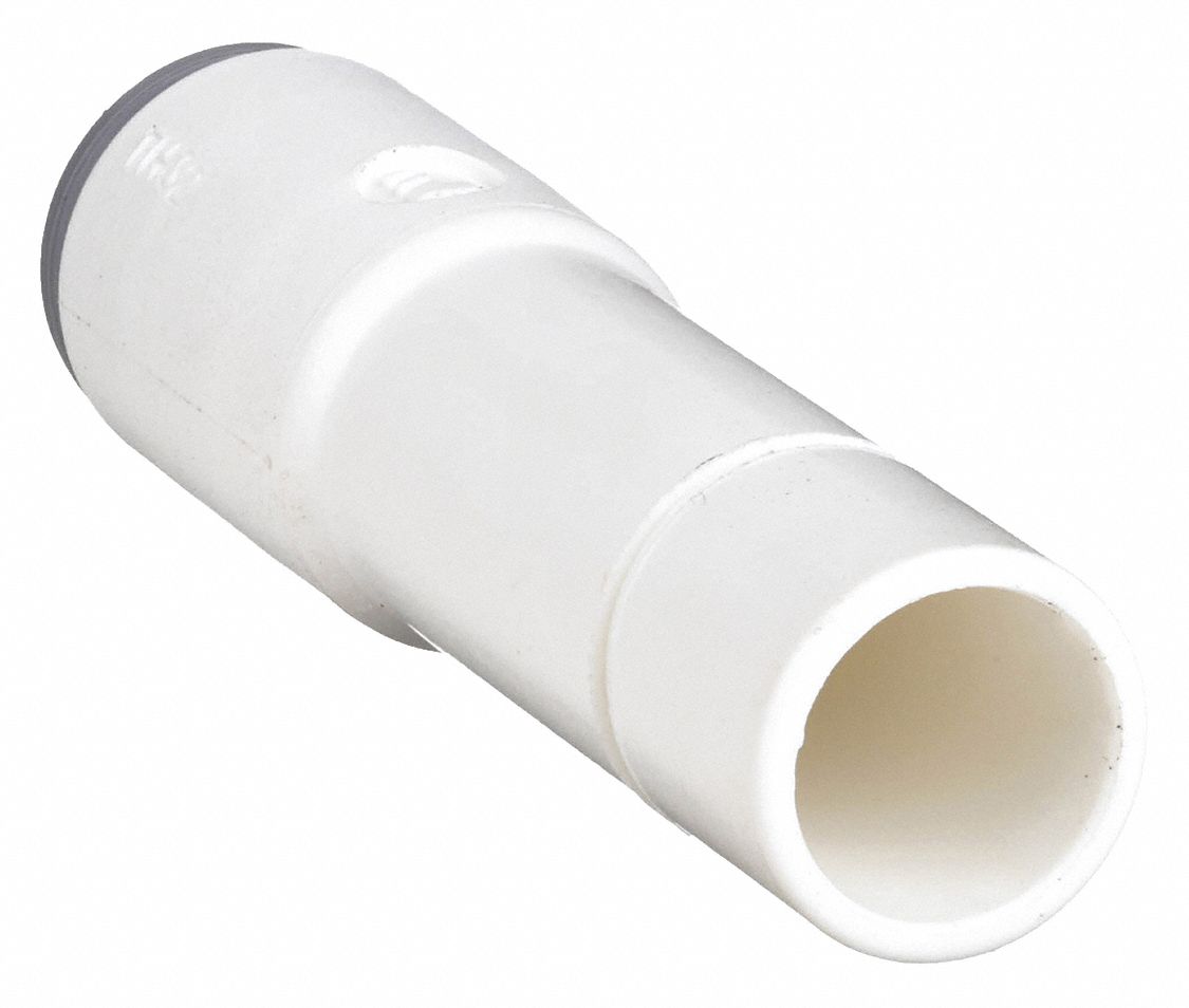 Push-Fit Adapter Fitting: Straight, 1/4 in OD 5/16 in OD Size, Bio-Based Nylon, 10 PK
