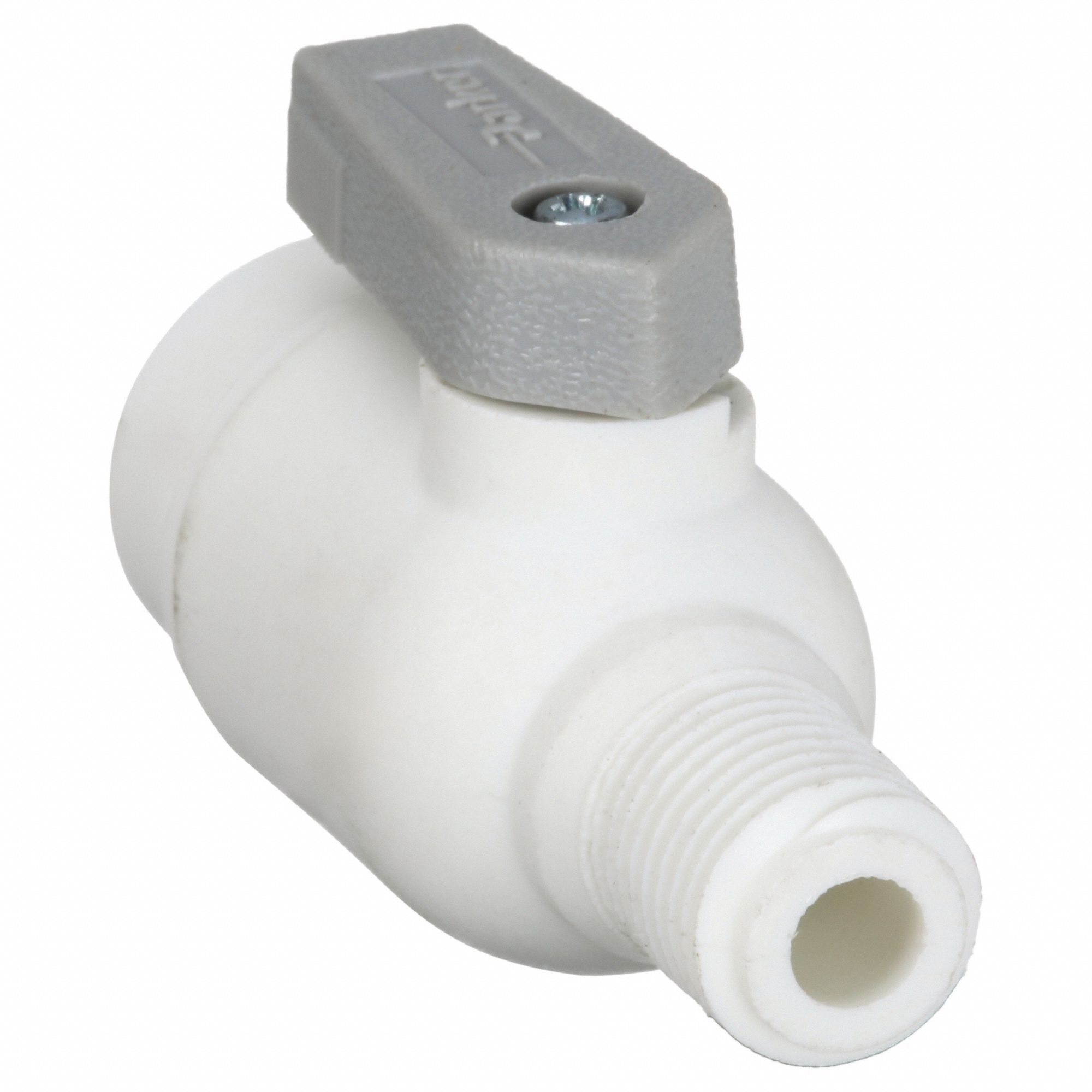 Manual Two-Way Ball Valve: 3/8 in, Polypropylene, Straight, Push x MNPT, Full Port Ball Port