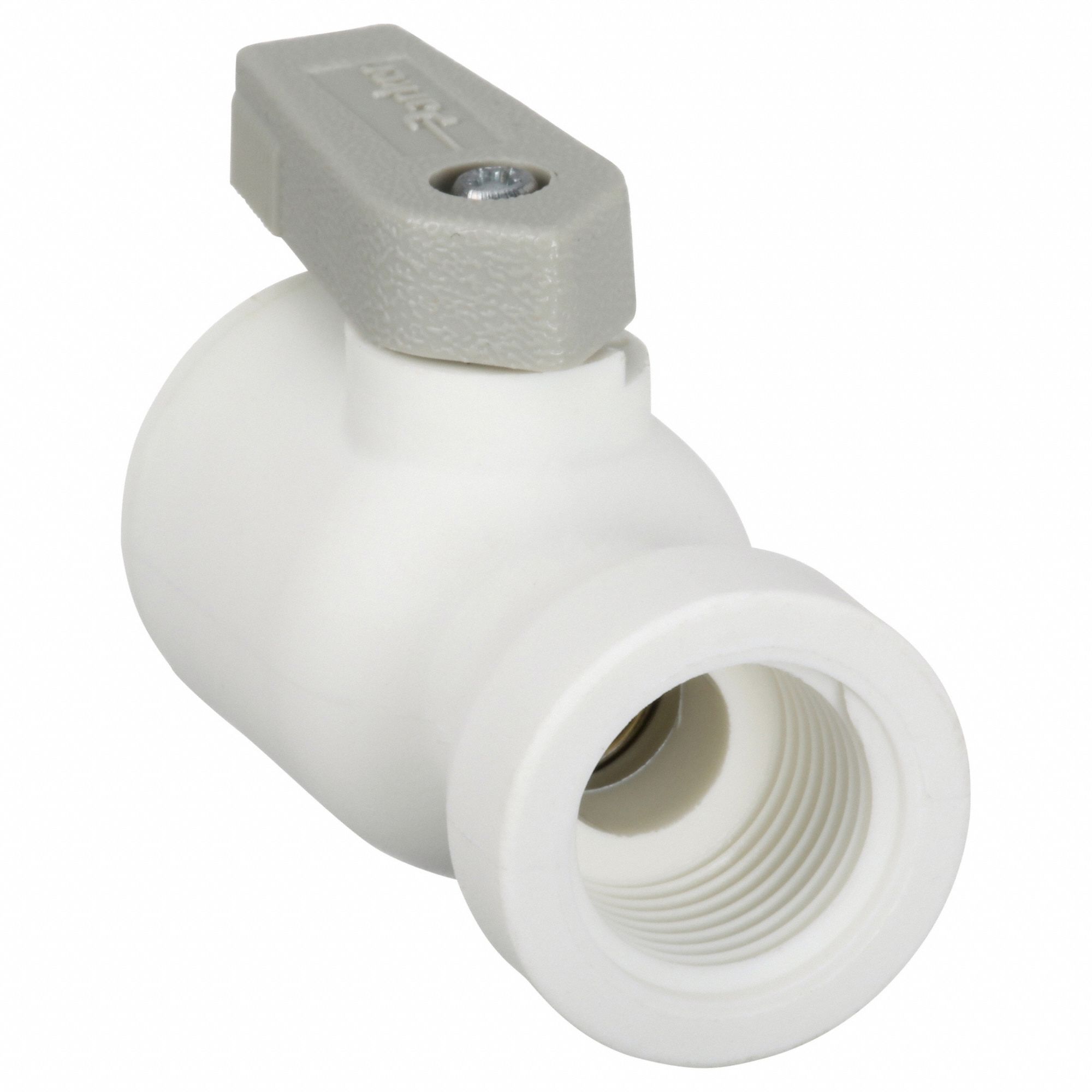 Manual Two-Way Ball Valve: 1/4 in, Polypropylene, Straight, Push x FNPT, Full Port Ball Port