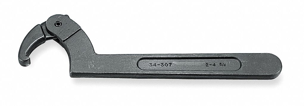 Adjustable Hook Spanner Wrench, Alloy Steel, Black Oxide - Grainger