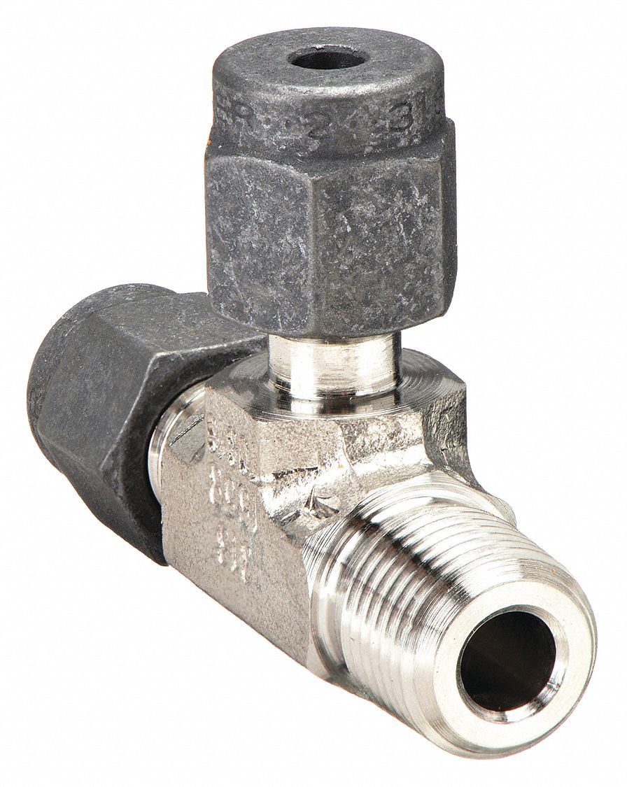 Compression Tee Fitting: 1/8 in OD x 1/8 in Pipe x 1/8 in OD Fitting Size, Stainless Steel