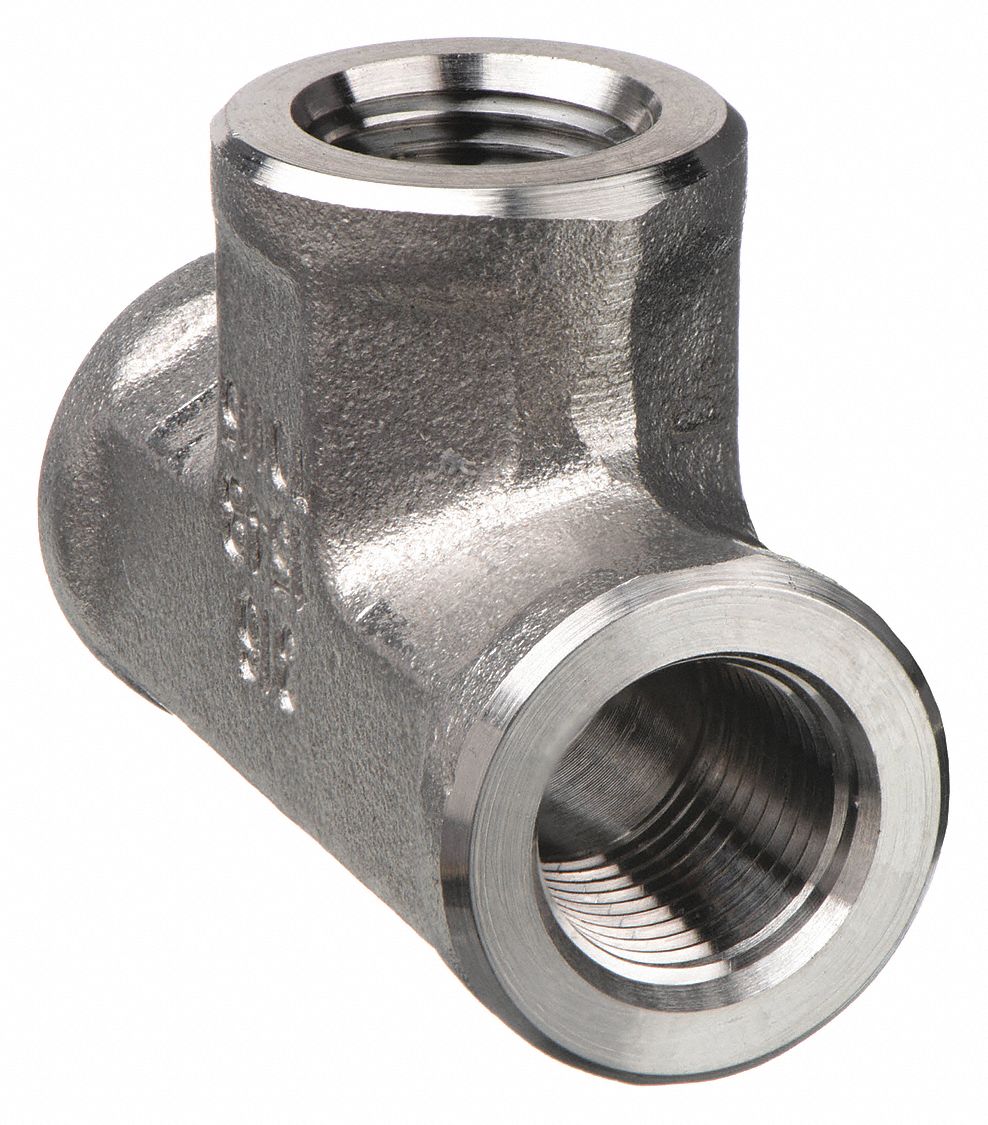 Tee: 316 Stainless Steel, 1/8 in x 1/8 in x 1/8 in Fitting Pipe Size, 1 5/16 in Overall Lg