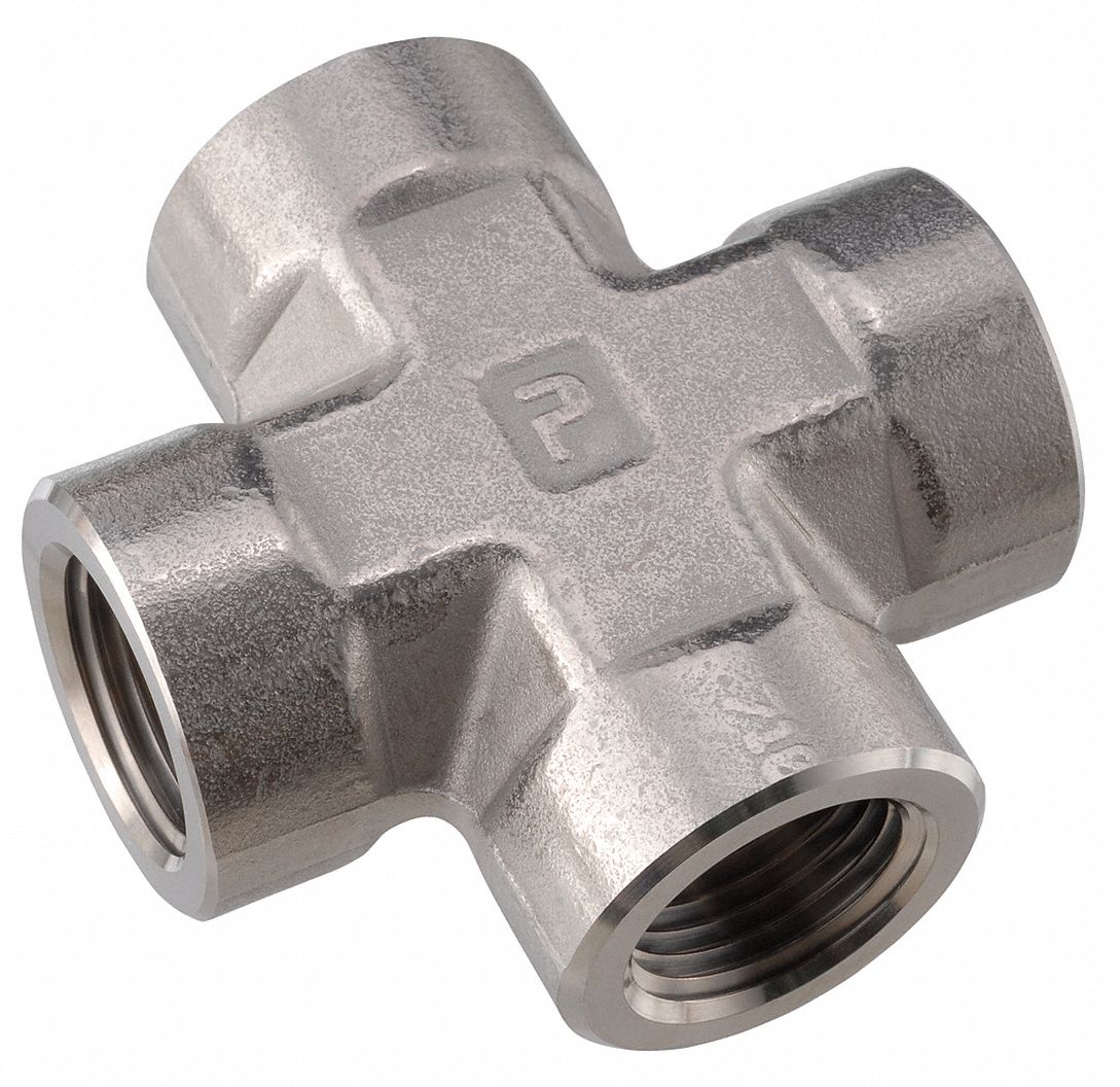 pipe cross stainless steel fittings fitting parker fnpt grainger types hose ss close guide