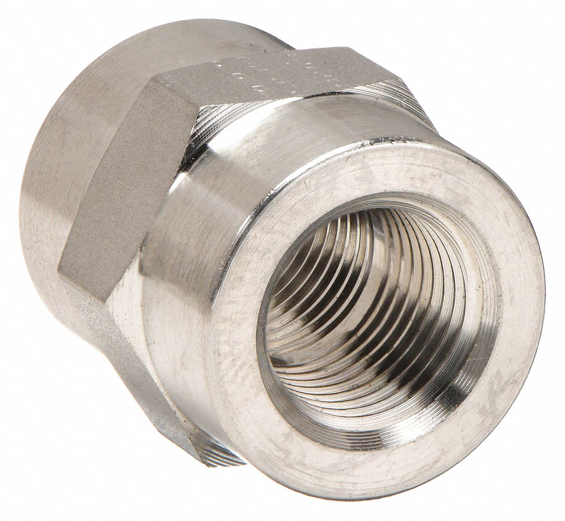 Hex Coupling: 316 Stainless Steel, 1/8 in x 1/8 in Fitting Pipe Size, Female NPT x Female NPT