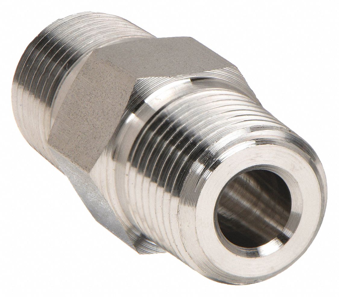 Hex Long Nipple: 316 Stainless Steel, 1/8 in x 1/8 in Fitting Pipe Size, Male NPT x Male NPT