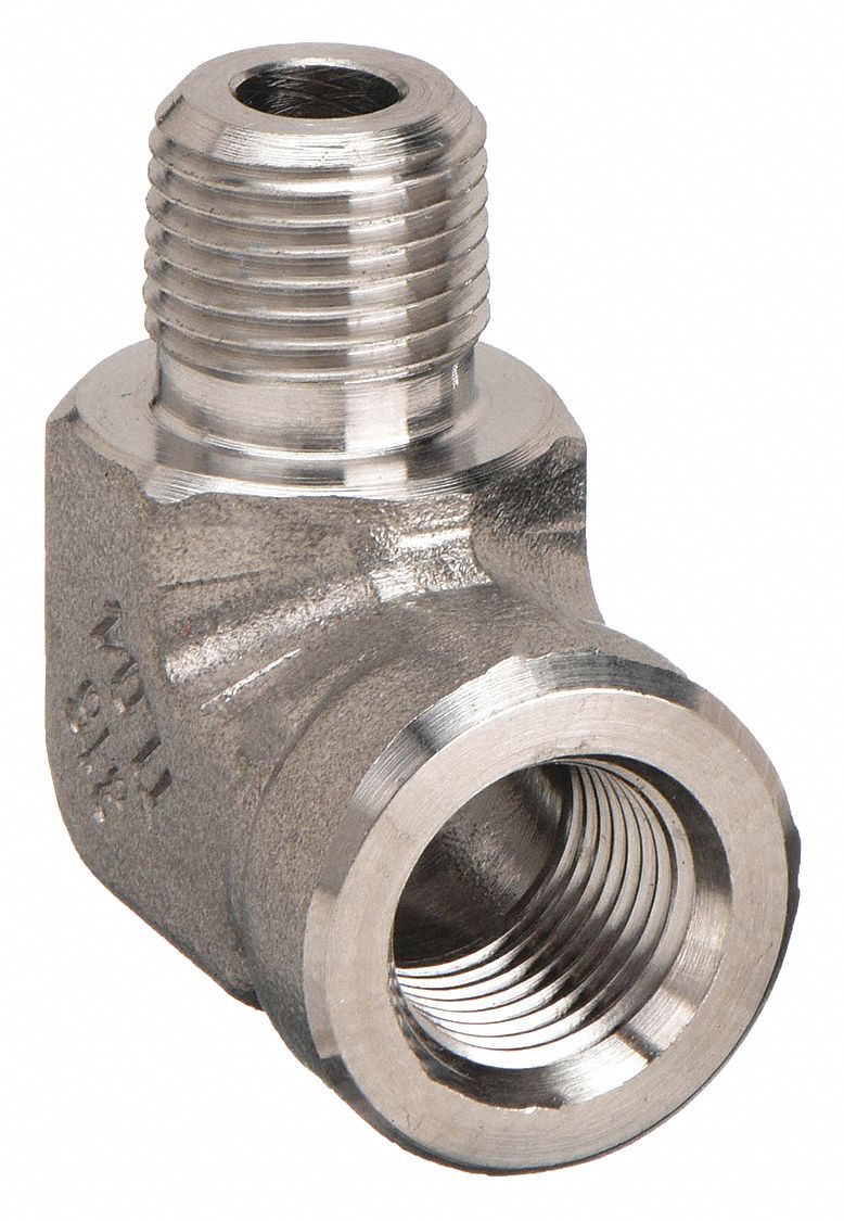 90° Street Elbow: 316 Stainless Steel, 1/8 in x 1/8 in Fitting Pipe Size, Male NPT x Female NPT