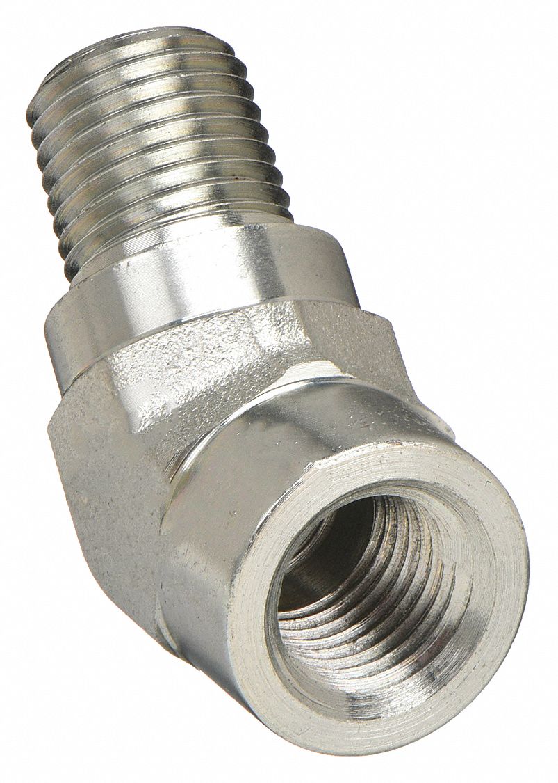45° Street Elbow: 316 Stainless Steel, 1/4 in x 1/4 in Fitting Pipe Size, Female NPT x Male NPT