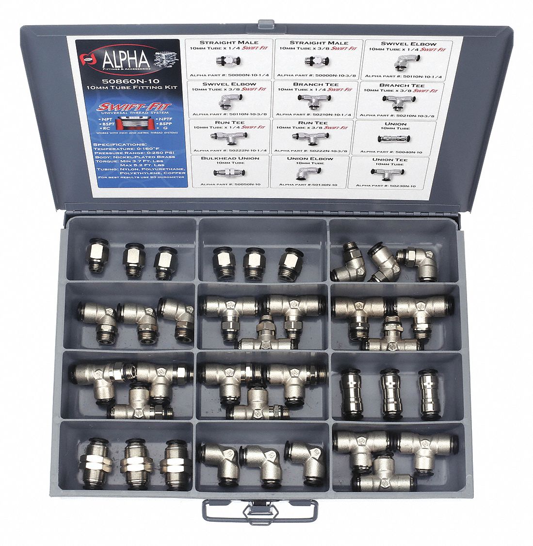 NickelPlated Brass, PushFit/Universal Thread, Push to Connect