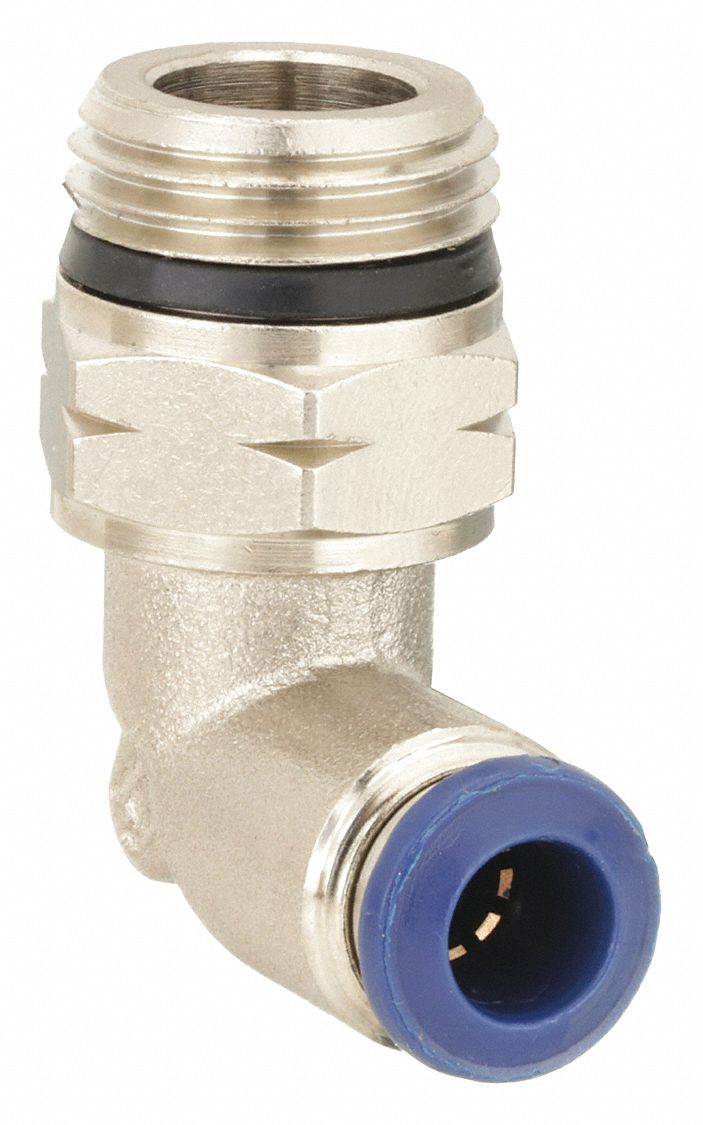 MALE SWIVEL ELBOW: NICKEL PLATED BRASS, PUSH-TO-CONNECT X UNIVERSAL, FOR ¼ IN TUBE OD, 5 PK