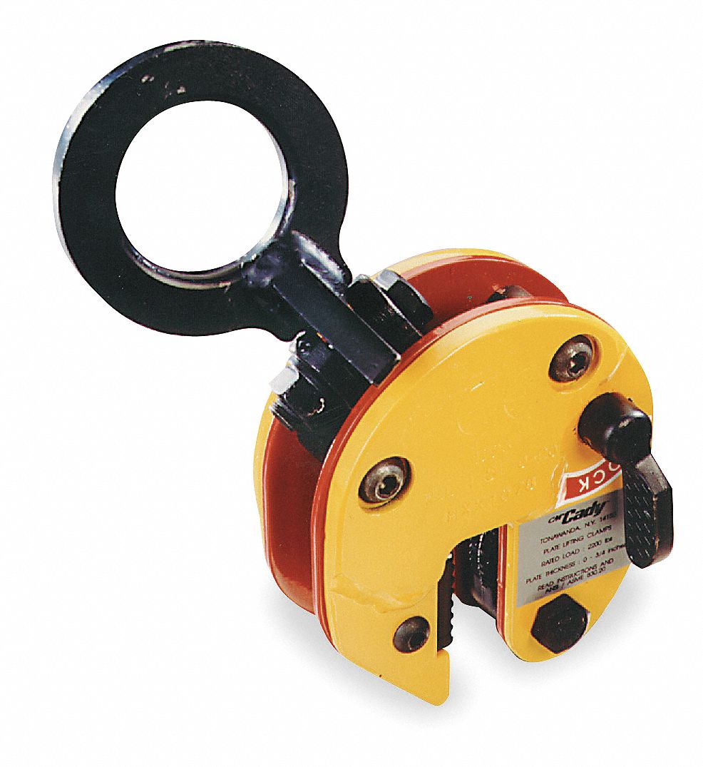 Plate Clamp, Vertical Lift, 2200 lb Safe Working Load, 0 in to 3/4 in