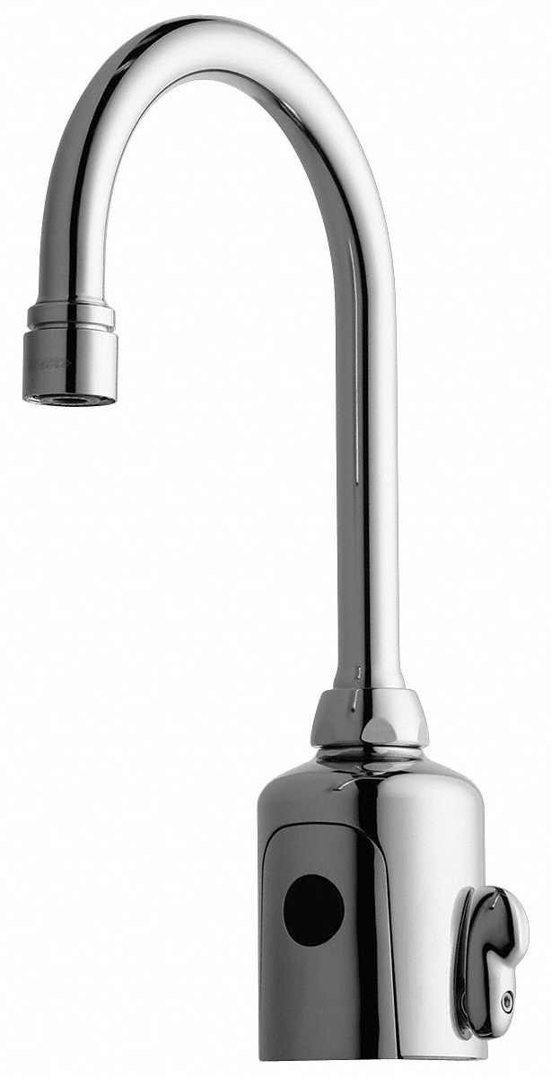 CHICAGO FAUCETS Chrome, Gooseneck, Bathroom Sink Faucet, Motion Sensor