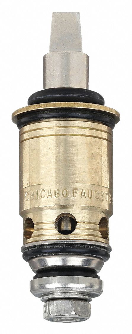 Cartridge: Use with Hot/Cold Water, Brass, Brass, 1 in Overall Lg, Compression