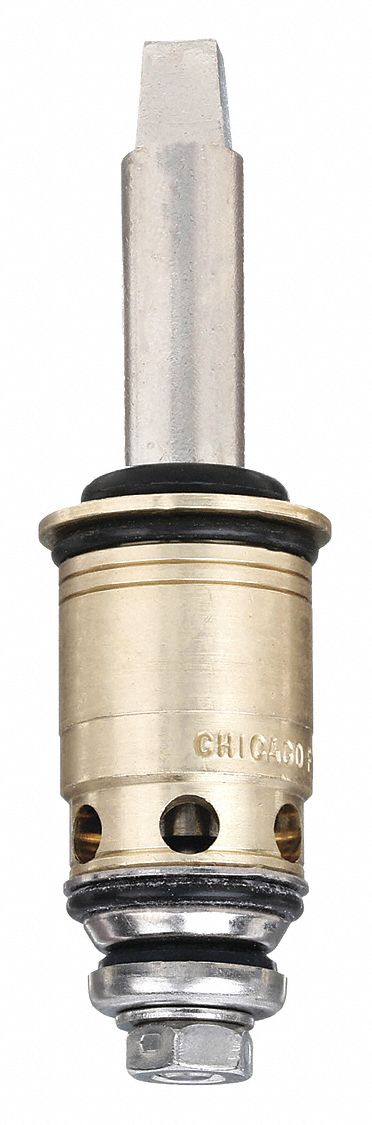 Cartridge: Use with Hot/Cold Water, Brass, Brass, 1 in Overall Lg, Compression