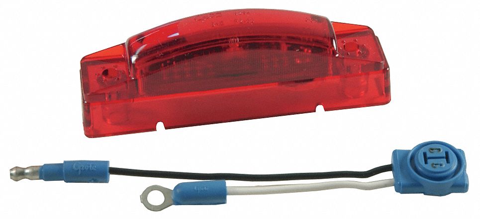 Clearance Marker Lamp: Clearance Light, LED, Rectangular, Red, Screw, Faston Tab, P2 SAE Lens