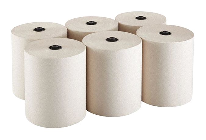 Paper Towel Roll: Brown, 8 in Roll Wd, 700 ft Roll Lg, Continuous Sheet Lg, 6 PK