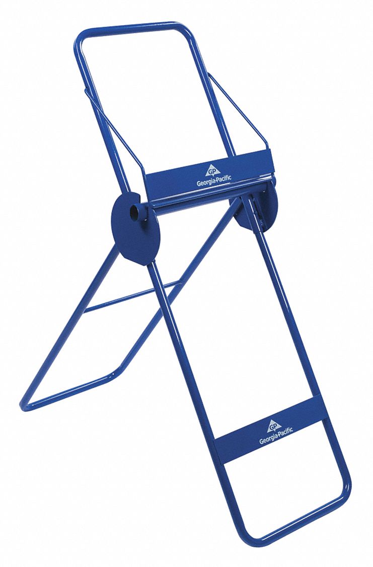 Dry Wipe Dispenser: Floor, (1) Roll Capacity, Metal, Blue, Manual