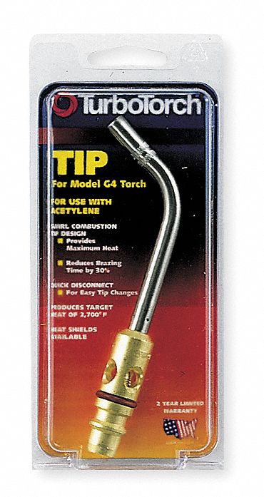 ACETYLENE REPLACEMENT TIP, A-5, 3/4 TO 1 1/2 IN SOFT SOLDER/1/4 TO 3/4 IN SILVER BRAZE, 1/4 IN TIP