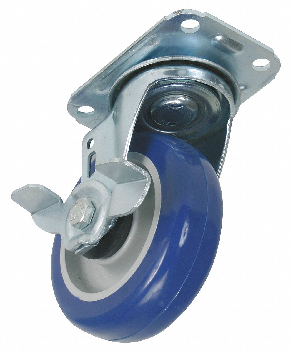 GRAINGER APPROVED Standard Plate Caster, Swivel, Polyurethane, 220 lb