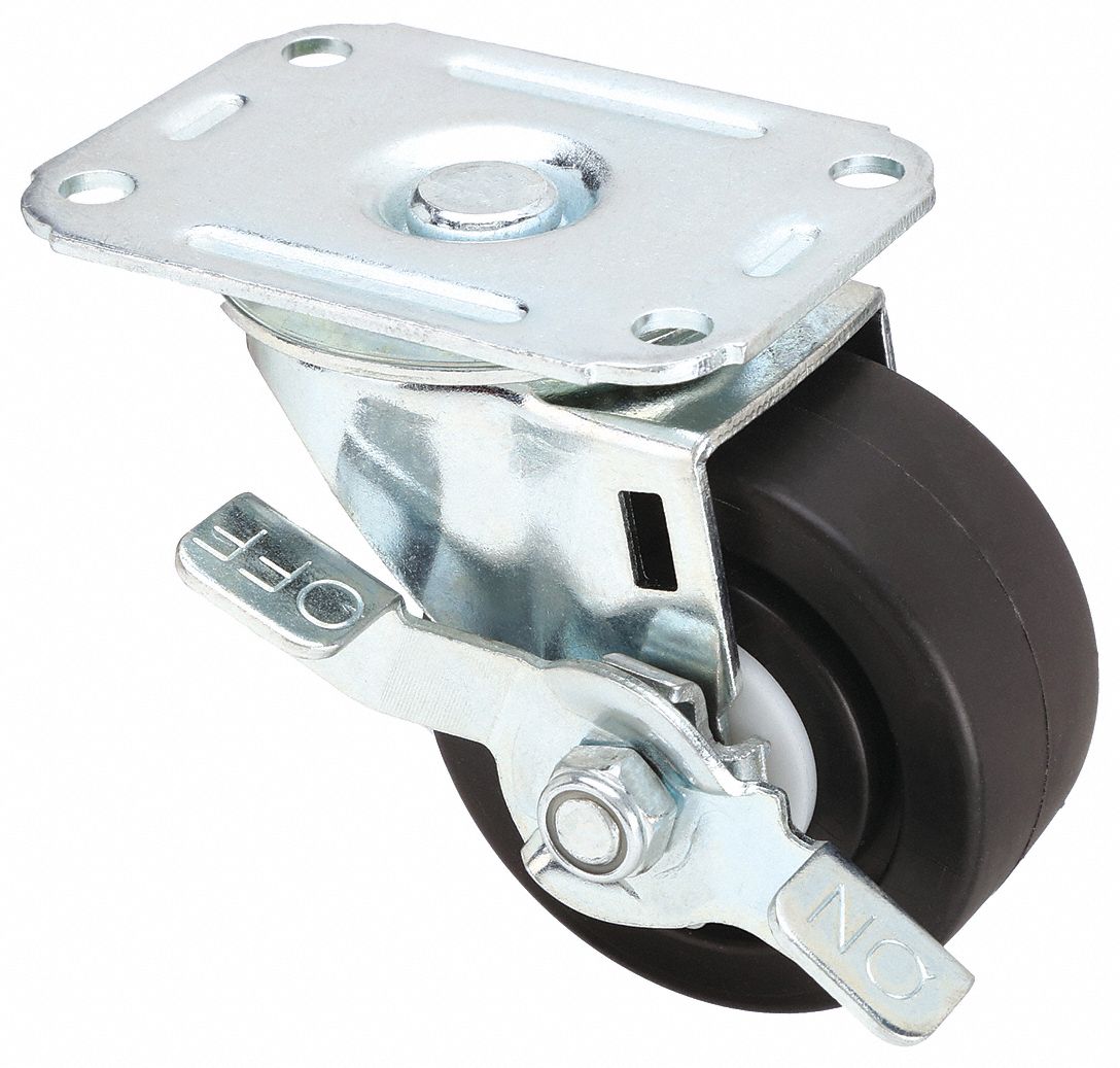 DEBRIS-RESISTANT STANDARD PLATE CASTER, 3 IN WHEEL DIAMETER, 175 LB, POLYOLEFIN, HARD