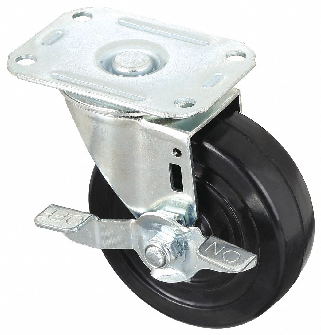 4 in Wheel Dia., 165 lb, Debris-Resistant Standard Plate Caster - 5UX76 ...