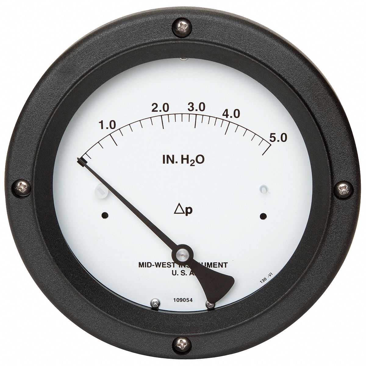 Differential Pressure Gauge: Back, 1/4 in NPT Female, ±5% Gauge Accuracy, 130, 4X