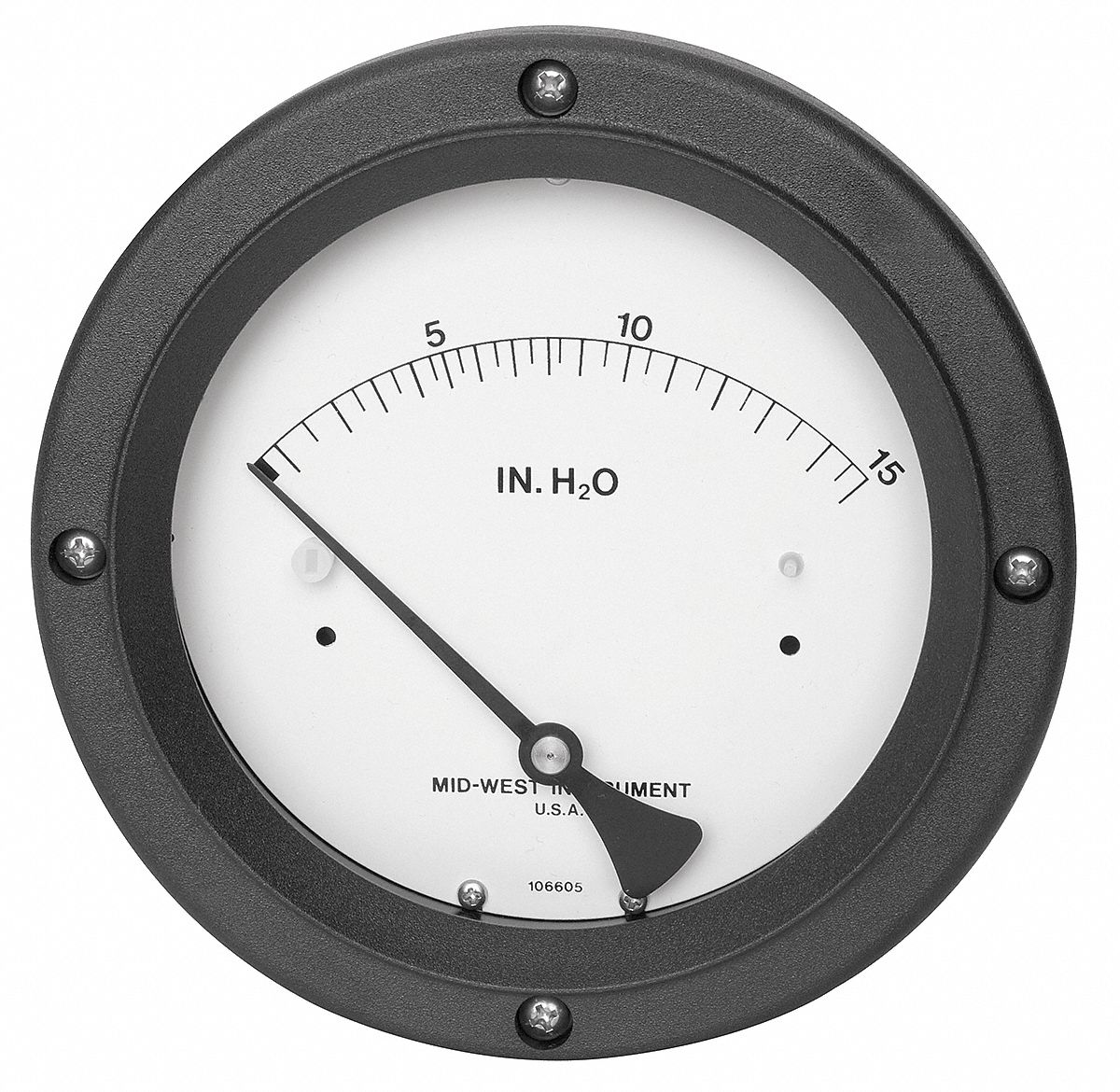 MIDWEST INSTRUMENT, 0 to 15 in wc, Back, Differential Pressure Gauge