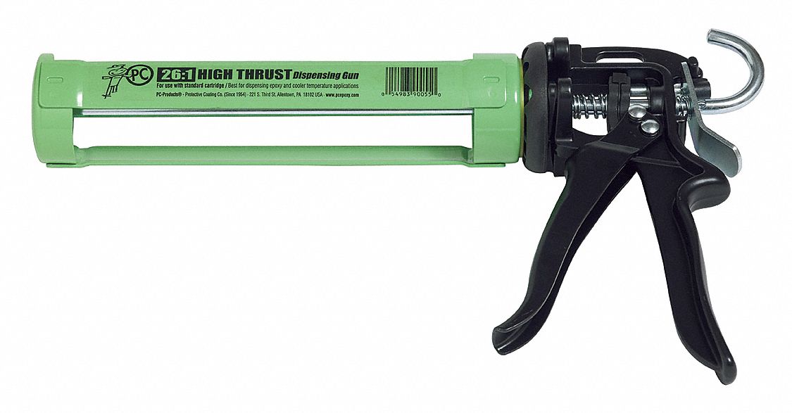 CAULK GUN, CARTRIDGE, 8 OZ, 26:1, HALF BARREL FRAME, SMOOTH ROD