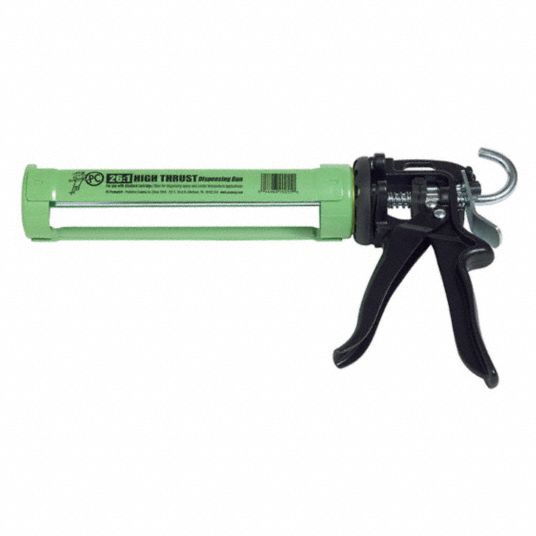PC PRODUCTS Caulk Gun High Thrust 261 Ratio, Lime Green, 250mL 5UXR1900550 Grainger