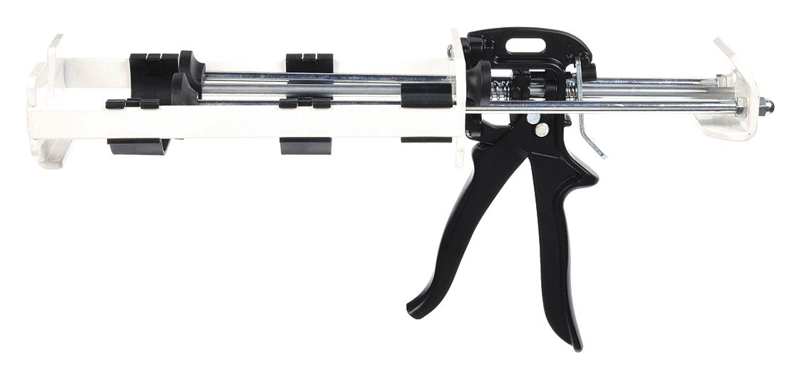 Caulk Gun: Cartridge, 20 oz For Container Size, 26:1, Skeleton Frame, Smooth Rod