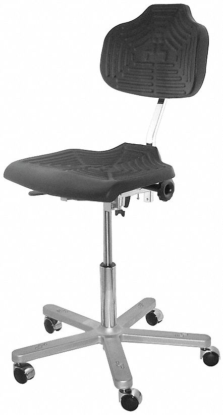 Task Chair: No Arm Arm, Black, Polyurethane, 300 lb Wt Capacity