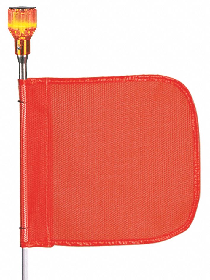 WARNING WHIP, HEAVY-DUTY FLAG, ORANGE, 8 FT OVERALL H, 11 IN FLAG H, 12 IN FLAG W, HEX BASE