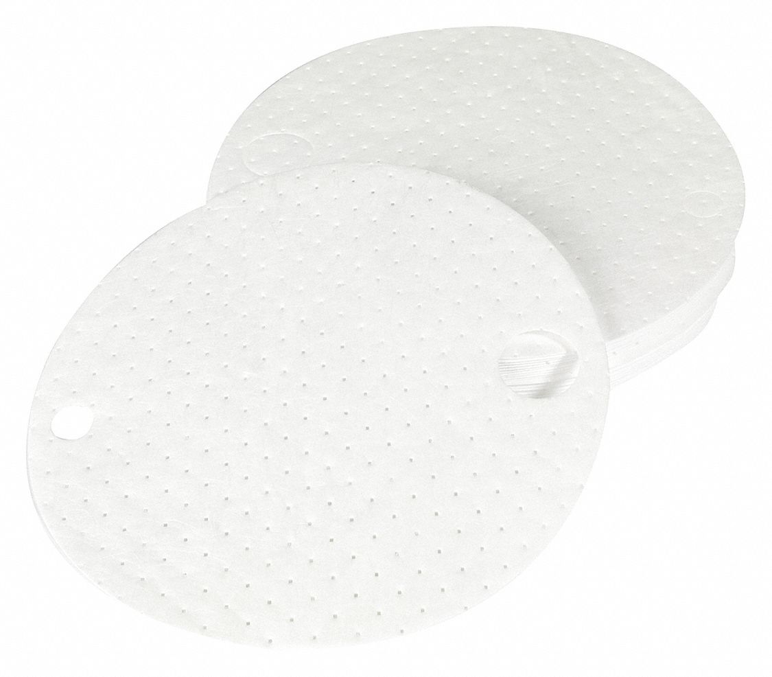 Sorbent Pad: 30 oz Volume Absorbed Per Pad, Polypropylene, White, Box, 25 PK
