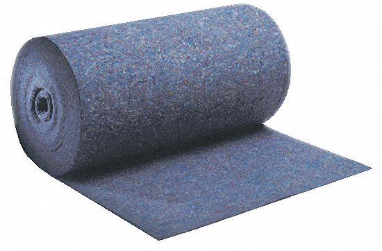 ROULEAU ABSORBANT, 100 PI X 3 PI, COTON, POLYESTER, 55 GAL ABSORBÉS PAR TAMPON, 55 GAL PAR PAQUET, BLEU, GRIS