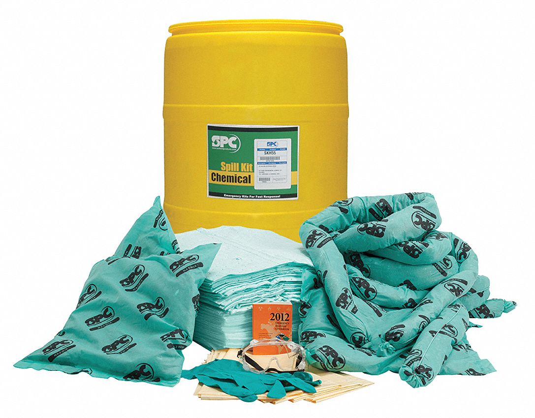 SPILL KIT, 37 GALLON ABSORBED PER KIT, GOGGLES/NITRILE GLOVES, YELLOW